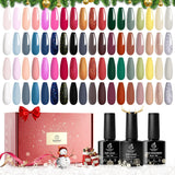 Beetles Gel Nail Polish Set, 36 Colors All Season Holiday Gel Polish with Base/Top Coat Soak off Pink Red Green Blue Golden Glitter Nail Art Beauty Set S for Women