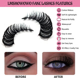 LMSHOWOWO False Eyelashes, 20 Pairs 4 Styles Russian Strip Lashes D Curly Natural Wispy Fluffy Faux Mink Lashes, with Eyelashes Clip, Natural Eye Lashes Perfect for Parties, Weddings, Birthday Gifts