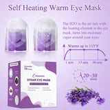 FRSHMORN Steam Eye Mask, Moist Heat Warm Compress for Eyes Self Heating Disposable Heated Eye Mask, Portable and Comfortable Sleep Mask, Relax at Home Office Travel (Lavender, 16Packs)