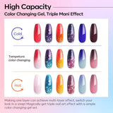 Modelones Glitter Gel Nail Polish Set 6 Colors, Winter Color Changing Blue Cat Eye Magnetic Chameleon Sparkle Black Temperature Chrome Manicure Design Multifunction Kit Holographic Thanksgiving Christmas Gifts