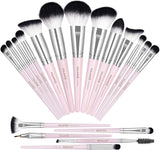 MAANGE 18 Pcs Makeup Brushes Premium Synthetic Makeup Brush Set Professional Make up Brushes for Foundation Concealers Blush Eye Makeup (Pink Silver)