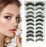 Emanya False Eyelashes,10 Styles Faux Mink Natural Look Eye Lashes,10-16Mm Length Fluffy Cat Eye Fake Eyelashes,Fit Any Eyes Shape Wispy False Lashes Resuable 10 Pairs Pack