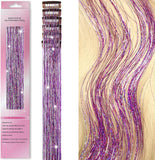 6Pcs Clip in Hair Tinsel Kit, BFZRKD 19.6 Inch Heat Resistant Glitter Tinsel Hair Extension with Clips On, Fairy Hair Sparkle Strands Festival Gift Party Dazzle Hair Accessories for Women Girls Kidspurple)