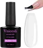 Vnicesli Builder Gel for Nails - 4 in 1 Transparent Jelly Nude Pink Nail Extension Gel & Base Coat & Nail Strengthen Gel & Nail Repair, Soak off Hard Gel Builder Base Gel Nail Polish Sheer Nude Pink