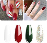 Vishine Soak off UV LED Christmas Collection Glitter Gel Nail Polish Color Set of 4 Colors X 8Ml Red White Green Sparkle Silver Nail Art Kit Set