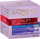 L'Oréal Paris, Night Cream, Plumping & Anti-Wrinkles, Revitalift Filler, 50Ml