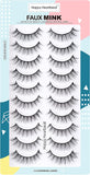 Happy Heartbeat 3D False Lashes Wispy Natural - Faux Mink Lashes Cat-Eye Handmade Luxurious Soft Fluffy Dramatic False Eyelashes 10 Pairs (H4)