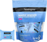 Neutrogena Makeup Remover Facial Cleansing Towelette Singles, Daily Face Wipes Remove Dirt, Oil, Makeup & Waterproof Mascara, Gentle, Individually Wrapped, 100% Plant-Based Fibers, 20 Ct