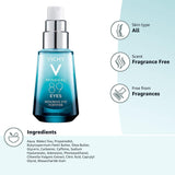 Vichy Mineral 89 Eyes Serum with Caffeine and Hyaluronic Acid, Moisturizing under Eye Cream Gel to Smooth Fine Lines and Hydrate Eye Area, Suitable for Sensitive Skin & Fragrance Free