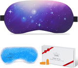 Cavoilu Sleep Mask, Starry Gel Eye Mask Cooling Eye Masks for Dark Circles and Puffiness, Sleeping Mask Blockout Eye Cover Shades Warm & Cold Ice Pack for Dry Eye, Home Office Travel Gifts for Women