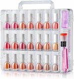 SUBAY Portable Nail Polish Organizer, Clear Double Side Nail Polish Holder,Gel Nail Storage for 48 Bottles with 6 Adjustable Dividers in Each Side Space Saver