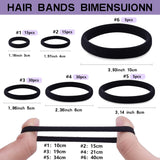 WKJHO 100PCS Various Sizes Black Hair Ties for Women,Elastics Hair Ties No Damage Ponytail Holder for Thick/Thin Hair Accessories,Soft Cotton Cloth Seamless Hair Bands