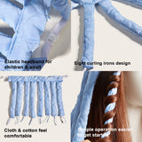 WINOK Heatless Hair Curler, Heatless Curls Silk Ribbon Rod for Overnight, Design Heatless Hair Clips, No Heat Wave Hair Curlers Rollers Styling Tools for Long Medium Hair (Blue)