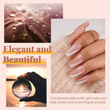 Beetles Jelly Gel Nail Polish Set 6 Colors Aesthetic Nude Shimmer Giltter Nails Withe Pink Gel Polish Kit Translucent Soak off Uv Nail Gel Diy Manicure 2023 New Nail Trend