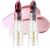 IMAKEUPNOW 2 Pcs Tinted Vegan Lip Balm Color Changing Lip Moisturizer Lip Balm Care Makeup, Lip Butter Balm - Amethyst+Amber, Pink