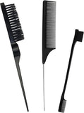 3 Pieces Styling Hair Brush Set, Slick Bristle Hair Brush, Rat Tail Comb Edge Brush for Edge & Back Brushing, Combing Slicking Hair for Women Girls