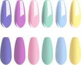 Vishine Gel Nail Polish Set - Macaron Series 6 Colors, Popular Lilac Pink Blue Yellow Fresh Bright Colors Trendy UV LED Soak off Nail Art Gel Manicure Kit