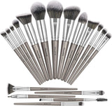 MAANGE 18 Pcs Makeup Brushes Premium Synthetic Makeup Brush Set Professional Make up Brushes for Foundation Concealers Blush Eye Makup(Black Silver)