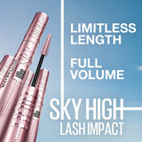 Maybelline New York Mascara, Volumising, Lengthening & Waterproof, Flake-Free Formula, Infused with Bamboo Extract & Fibres, Lash Sensational Sky High, Very Black, 7Ml