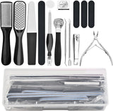 Professional Pedicure Tools Kit, LELYFIT Stainless Steel Foot File Aupplies Set, Nail Clippers, Foot Care, Callus Remover for Women and Men at Home or Travel (BLACK15)