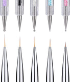 5 Pcs Nail Art Liner Brushes Dual-Ended Nail Polish Decorating Brush Including Fine Striping Brush and Dotting Pen (5,7,9,11,13 Mm)