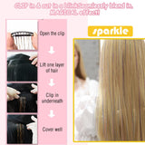 Clip in Hair Tinsel Kit 6Pcs, BFZRKD Heat Resistant Glitter Tinsel Hair Extension with Clips On, Fairy Hair Sparkle Strands Festival Gift Party Dazzle Hair Accessories for Women Girls Kids (Rose Gold)