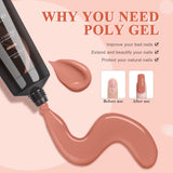 Saviland Poly Extension Gel Dark Nudes 100G Poly Gel-Classic Builder Nail Gel for Nails Poly Nail Gel for Nail Extension Enhancement Nail Art Design Manicure Starter Kit for Nail Salon Gifts for Women