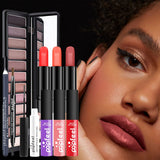 Suitable for Black Girl Professional 25Pcs All-In-One Makeup Set Teenage Gift Essential Starter Kit Lip Gloss Lipstick Brush Eyebrow Pencil Eyeshadow Palette Cosmetic Palette with Travel Cosmetic Bag