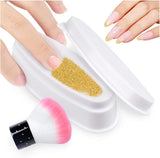 Kalevel French Nail Dip Tray Dipping Powder Container Manicure Bowl with Nail Art Dust Brush Powder Remover Brush Cleaning (Pink)