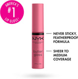 NYX Professional Makeup, Liquid Lipstick, High Shine and Sheer Coverage, Butter Gloss, Shade: Creme Brulee, 8 Ml