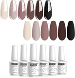 Vishine Nude Brown Collection Gel Nail Polish Set - 6 Colors Gel Polish Set Kit UV LED Soak off Gel Polish 0.27 OZ 8ML