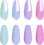 Vishine Gel Nail Polish Set - 4 Pastel Creme Color Spring Summer Baby Blue Lavande Lilac Violet Nail Gel Nail Art Long-Lasting Salon DIY Manicure 8Ml C030