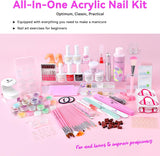 Saviland Acrylic Nail Kit with Drill – Nail Kit Acrylic Set for Nails Extension with Acrylic Powder and Liquid Set Acrylic Nail Brush Builder Nail Gel Portable U V Light for Nails Kit Set for Home DIY