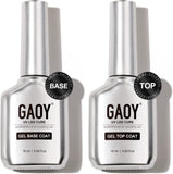 GAOY 2Pcs Gel Base and Top Coat Set for Gel Nail Polish, 16Ml No Wipe Clear Foundation and Finish for Nail Art DIY Manicure and Pedicure at Home