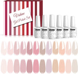 Vishine 12Pcs Sheer Pink Nude Jelly Gel Nail Polish Set Neutral Skin Tone Color Gel Kit Soak off UV LED Nail Polish Translucent Stone Varnish Nail Gel 8Ml