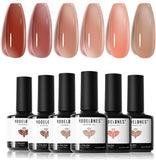 Modelones Icy Jelly Gel Nail Polish Set - 6 Colors Transparent Colors Jelly Milky White Peach Including Red Pink Nude Gel Polish Kit