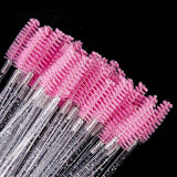 K KISHOMY Disposable Eyelash Brushes with Spiral Design Multi-Color Mascara Wands Portable Makeup Applicator Kit for Eyelash Extensions and Eyebrow Brush (Crystal Pink-100Pcs)