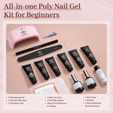 Modelones Poly Nail Gel Kit -6 Colors Extension Nail Gel Kit Reflective Glitter Gel Varnish All in One Nail Kit Nail Manicure Starter Kit DIY at Home