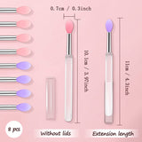 FYY Silicone Lip Brushes, 8 PCS Makeup Beauty Lipstick Brushes with Cap Lip Applicator Brushes for Lipstick Lip Gloss Lip Mask Eyeshadow