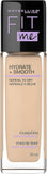 Maybelline New York, Liquid Foundation, Hydrating & Illuminating, Fit Me Dewy & Smooth, 30Ml, 120 Classic Ivory