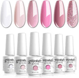 Vishine Gel Nail Polish Kit Set of 6 Color French Manicure White Pink Series UV LED Soak off Gel 8Ml Professional Nail Art Gift Set 8Ml