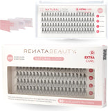 Renata Beauty 10D NATURAL Look [D Curl] Individual False Lashes – Multipack 80Pcs Lash Clusters 10-13Mm – DIY Faux Lash Extension Kit for Professional and Home Application – Superb Natural Style