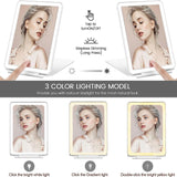 Travel Makeup Mirror with 10X Magnifying Mirror, Lighted Makeup Mirror with 80 LED Lights and 3-Color, USB Rechargeable Folding Touch Screen Vanity Mirror for Makeup Travel Outing