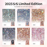 Modelones Glitter Gel Nail Polish - 6 Colors Sparkle Sliver Gold Pink Gel Polish Starter Kit Soak off Chrome Platinum Glitter Red Black Nail Polish Set Nail Lamp Manicure Nail Art DIY Salon Home Holiday