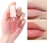 Plumping Lip Oil, Hydrating Lip Gloss Tinted Lip Balm Transparent Lip Care, Long Lasting Nourishing Non-Sticky Fresh Texture,Big Brush Head Glitter Shine (Honeydew Melon)