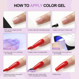 Coscelia Gel Nail Polish Set with 12 Colors Nail Gel Polish Rhinbow Series with Base Gel Top Coat Matte Coat Gel Peel off Protective Nail Gel and Nail Glitter Powder Nail Art Brush for Nails