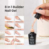 Beetles Gel Nail Polish Jelly Gel 6 Colors Builder Nail Gel 8 in 1 Strengthener Gel Sheer Peach Clear Builder Nude Pink Hard Gel Extension Base Nail Gel False Nail Tips Glue for Nail Art Design Women