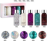 Enmart 6 Pcs Body Glitter Gel, Diamond Glitter Gel Cream, Nails Glitter Makeup Liquid Long Lasting Sparkling Chunky Shimmer Gel for Body Face Eye Hair Lip Festival Art Party Halloween