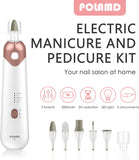 Professional Manicure Pedicure Kit, Electric Nail File Set, Cordless Electric Nail Drill Machine, 5 Speeds Hand Foot Care Tool for Nail Grind Trim Polish(White）