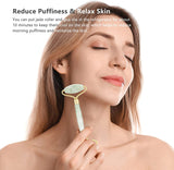 Gua Sha & Jade Roller Gift Set, Natural Green Face Roller and Gua Sha Stone Set, Face Massager Jade Stone Facial Roller for Eye Puffiness, Skin Tightening, Rejuvenation of the Face and Neck (Green Large Small Head)